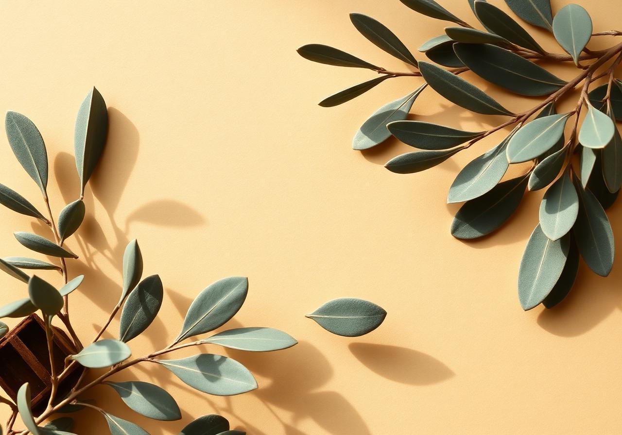 Foglie di ulivo su sfondo beige
